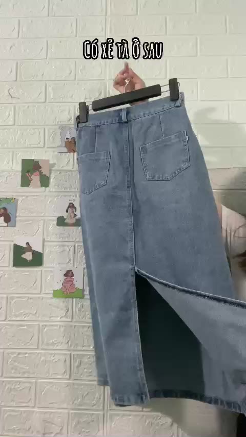 Chân váy jean dài qua gối dáng chữ A cạp cao xẻ tà sau phong cách ulzzang JENNIE STORE V1 | BigBuy360 - bigbuy360.vn