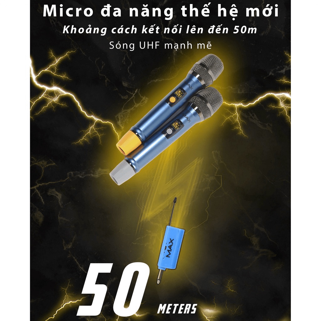 MT MAX Micro không dây đa năng karaoke Max 56 Nâng cấp từ Max 39 Hút âm tốt chốg hú hiệu quả Sạc pin ngay trên mic Led m