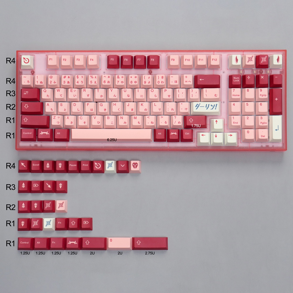 Bộ Keycap GMK Darling 129 nút nhựa PBT, Profile Cherry in Dye Sub dành cho bàn phím cơ