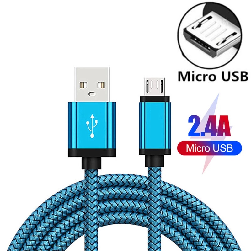 Dây Cáp Sạc Nhanh 1 / 2 / 3M 2.4A Micro USB Cho Điện Thoại Android