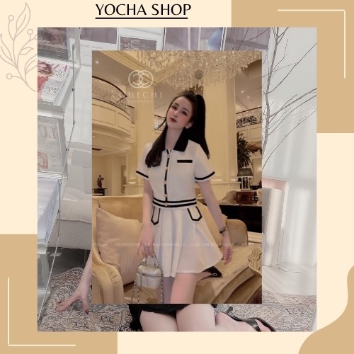 Sét áo crtop kèm chân váy tiểu thư xếp ly 2 lớp chất liệu tuyết mưa lên dáng cùng dày thể thao cực đẹp-Yocha shop