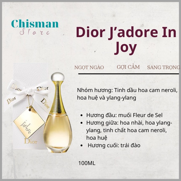 Nước hoa nữ Jadore In Joy 100ml - Mùi hương sang trọng quý phái, lưu hương lâu - Chisman