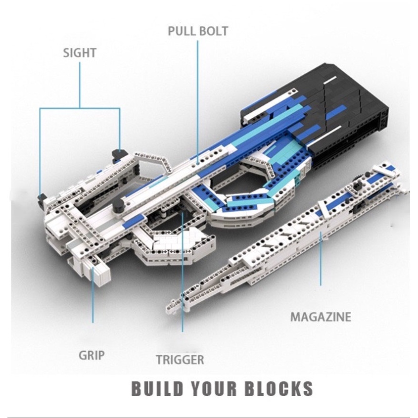 Đồ Chơi Lắp Ráp Mô Hình Súng P90 Black Ice Với 1200+ Mảnh Ghép, Bản Thiết Kế Tiêu Chuẩn Của Kevin183