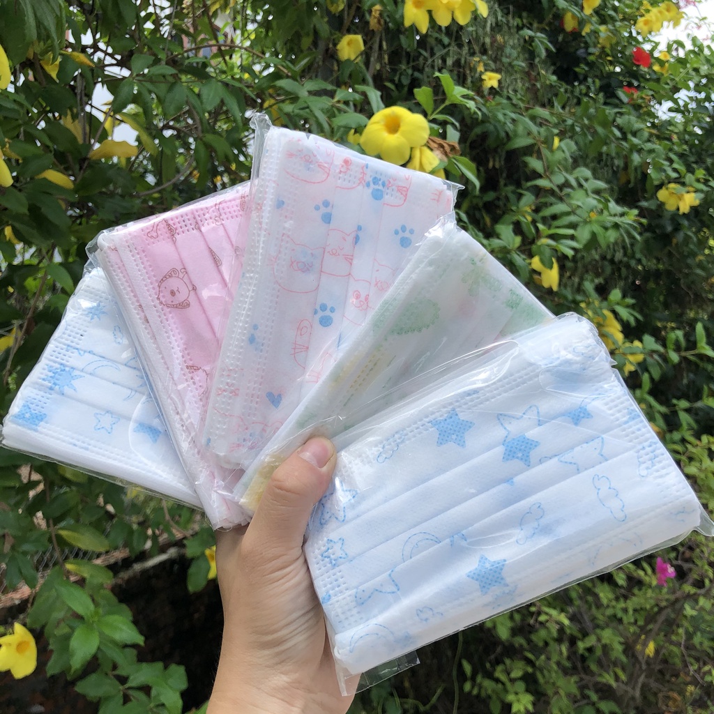 Khẩu Trang Trẻ Em 5 Màu 1 Hộp 50 Chiếc Mềm Mại, Chống Khuẩn, Chống Tia Uv, An Toàn Cho Sức Khoẻ