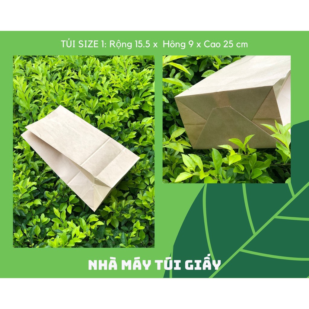 10 chiếc Túi giấy gói quà Giấy Kraft Nhật - Size 1: 15,5x9x25 cm không quai túi nâu gói hàng 1,5kg