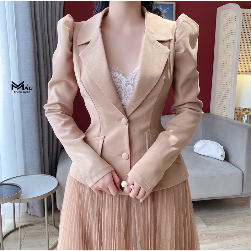 Áo vest cúc bọc tay bồng