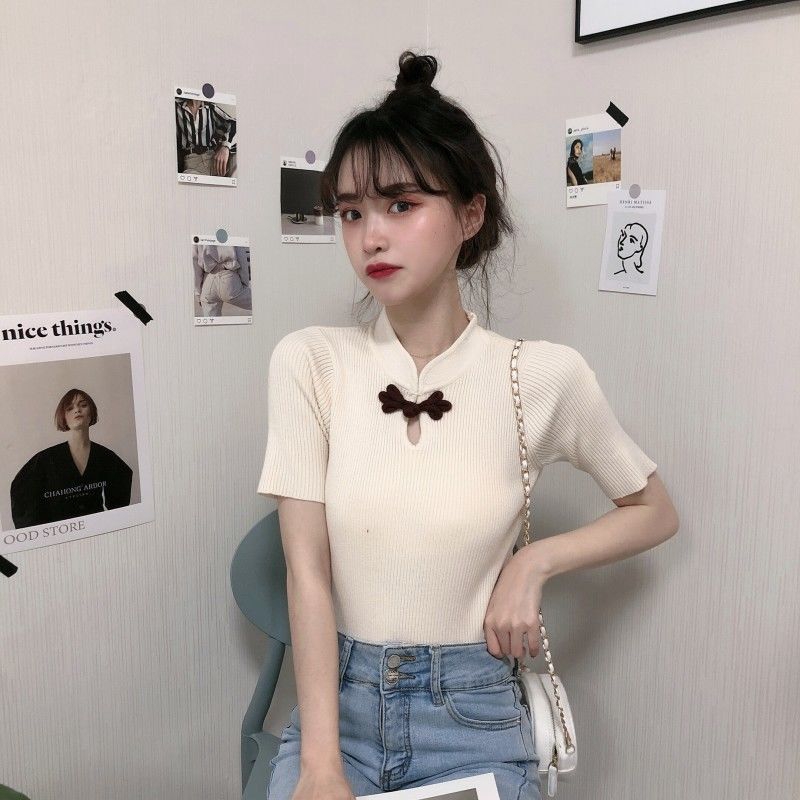 Áo nữ tay ngắn form ôm thanh lịch thời trang