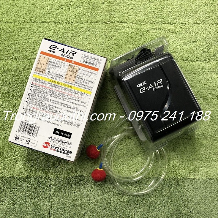 Sủi oxy bể cá hàng Nhật, siêu êm và tiết kiệm điện, công suất 2.7W x 2 vòi, model GEX 6000WB