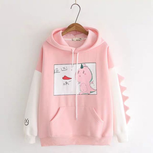 Áo thun khủng long hoodie có mũ ngắn tay