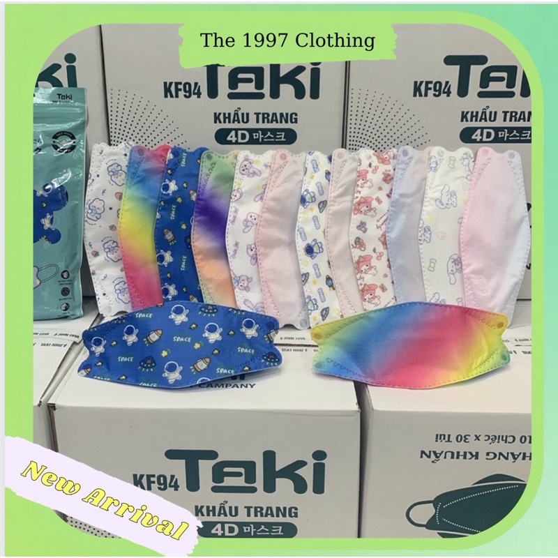 Khẩu trang KF94 Taki Hàn Quốc in hình ,Loang màu kháng khuẩn