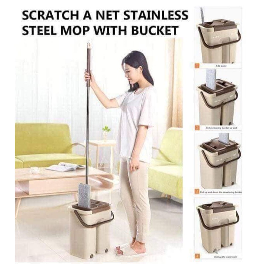 BỘ CÂY LAU NHÀ 2 NGĂN TỰ VẮT MYSUTA ( SIZE LỚN 35 x 23 x 39 cm )