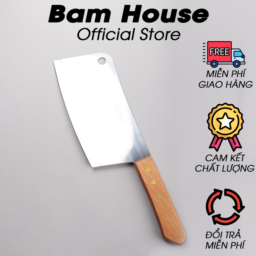 Dao đại chặt xương inox Bam House cán gỗ siêu bén cao cấp DDBT03 - Gia dụng bếp