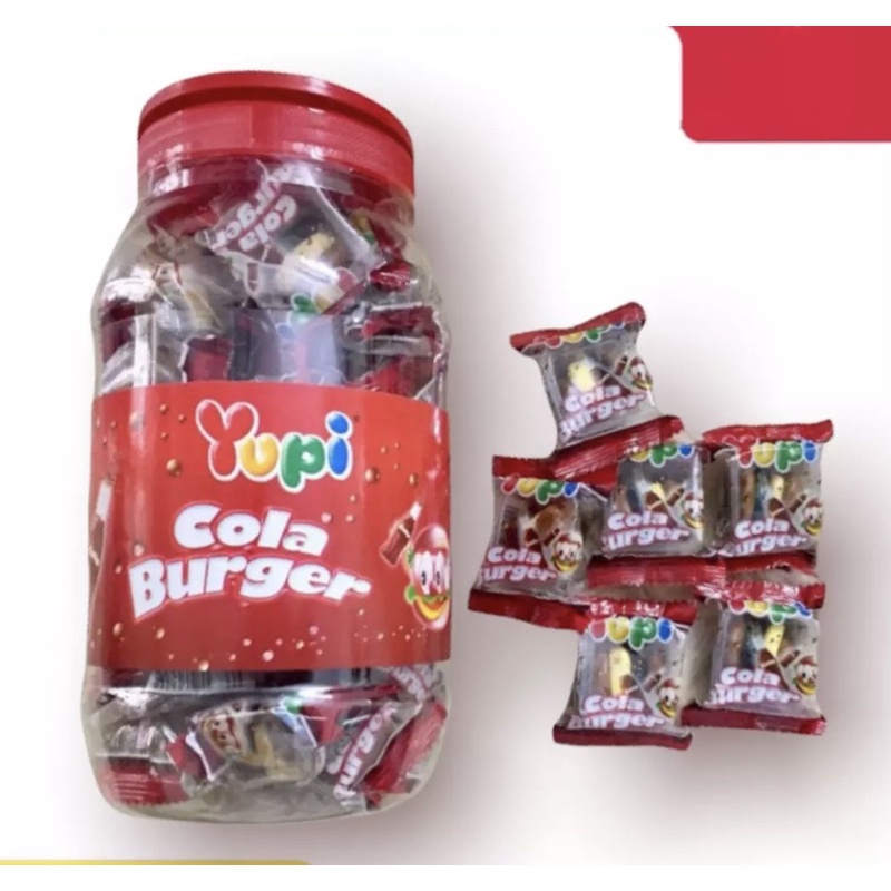 HCM Hủ 36 viên Kẹo Dẻo Yupi Burger Hương CoCa Cola. INDONESIA