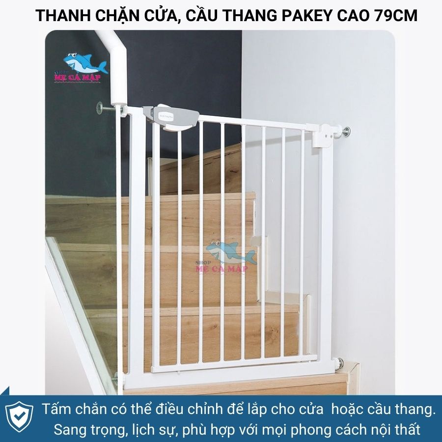 Thanh Chắn Cửa, Chắn Cầu Thang Pakey Không Khoan Đục cao 79cm Bảo Vệ An Toàn Cho Bé