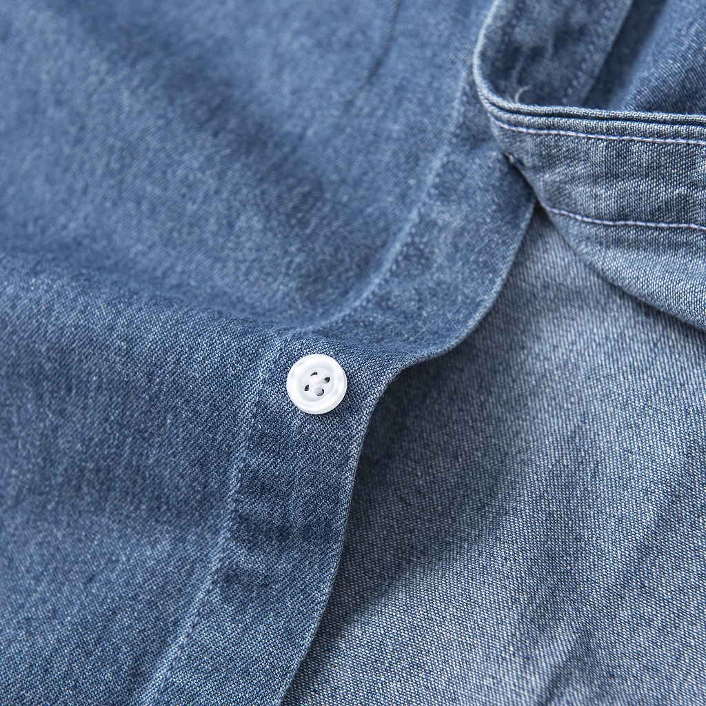 Áo Sơ Mi Denim Nam Túi Hộp Vải Dày Mịn Co Giãn
