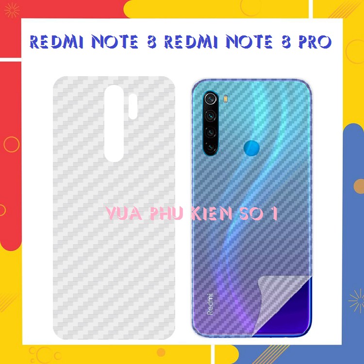 Miếng dán Carbon mặt lưng Xiaomi Redmi Note 8 / Redmi Note 8 Pro Chống Bám Vân Tay