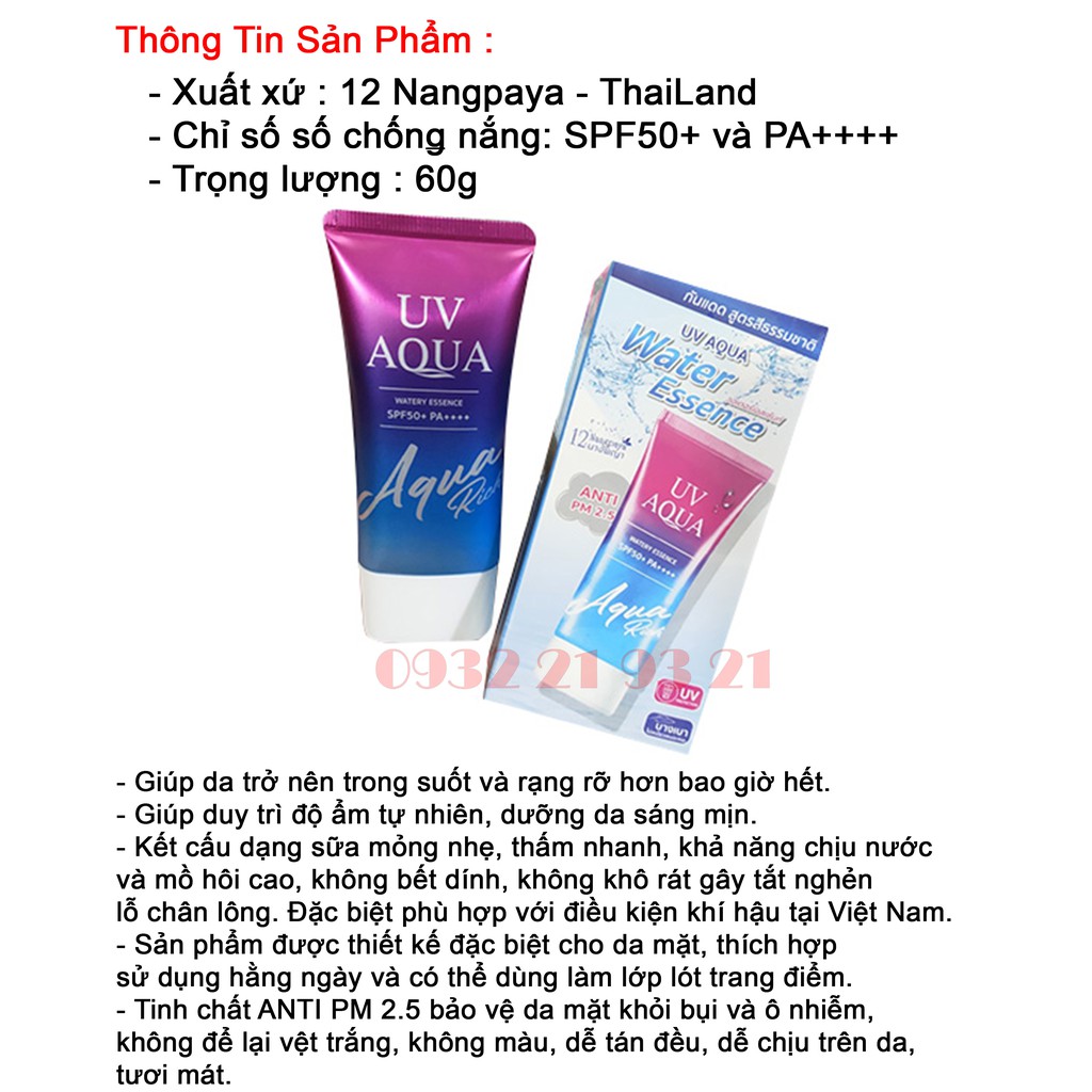 Kem chống nắng UV Aqua Tone SPF50 + PA ++++ Thái Lan 50ml