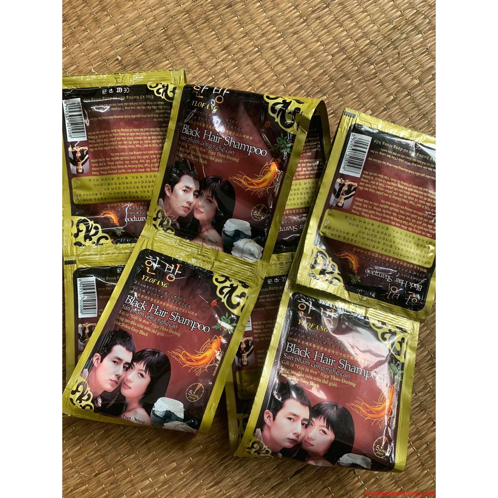 Gói Dầu Gội Nhuộm Đen Tóc Black Hair Shampoo Hàn Quốc goi mau nau