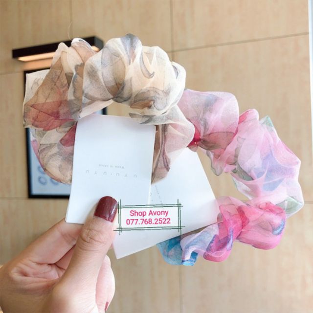 Cột tóc vải Scrunchies voal hoa