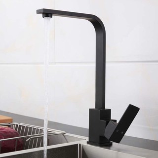 Vòi rửa bát (chén) nóng lạnh vuông Inox 304- sơn tĩnh điện nano đen