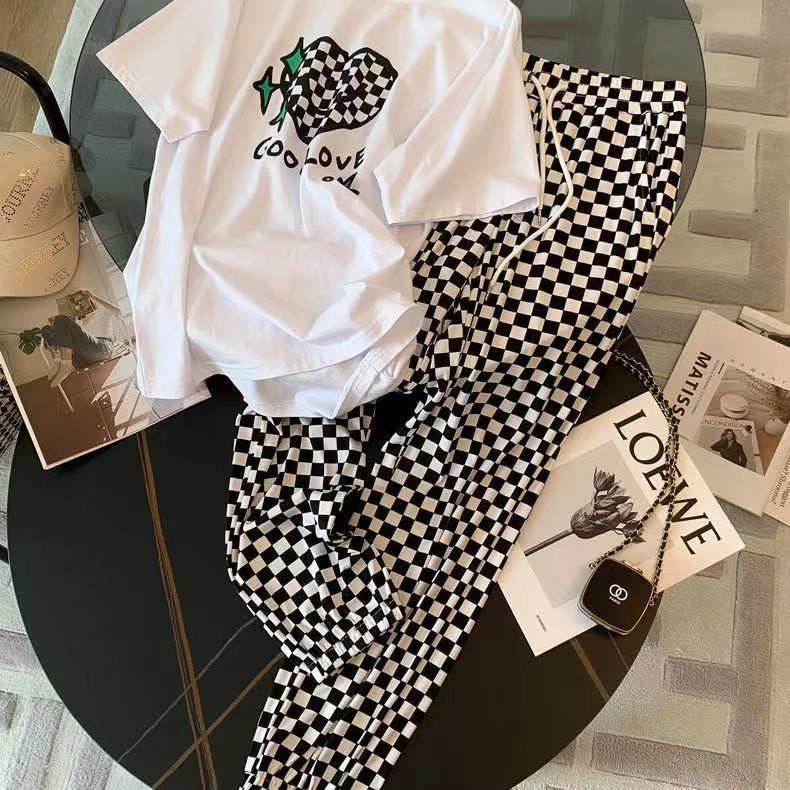 Set đồ thể thao họa tiết kẻ caro thời trang (có bán lẻ)