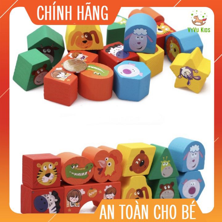 Hộp thả hình khối gỗ hình con vật Montessori♥️CHÍNH HÃNG♥️ĐỒ CHƠI GIÁO DỤC♥️khám phá thế giới