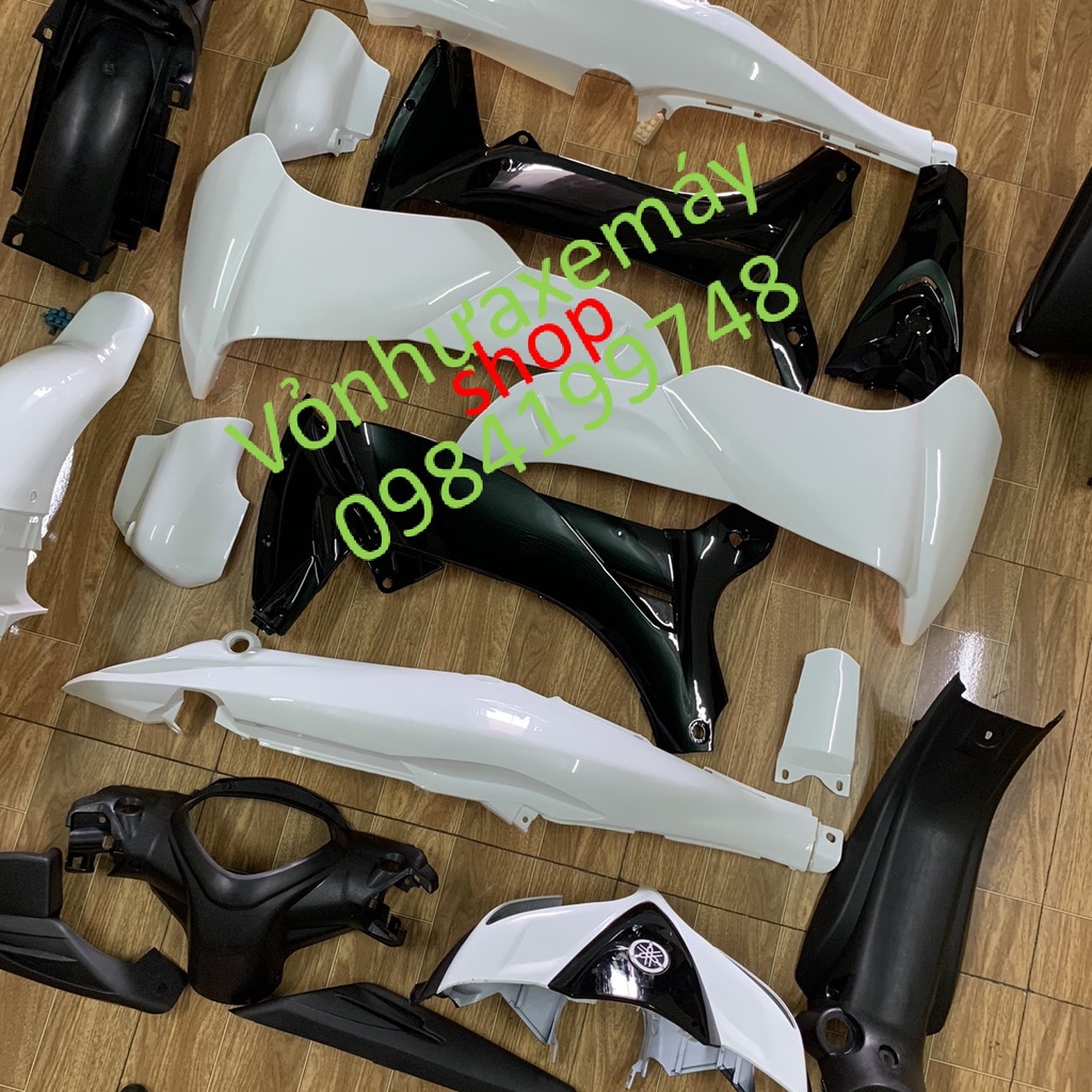 Dàn áo xe JUPITER Gravita MÀU TRẮNG -bộ vỏ yếm xe jupiter MX-TẶNG TEM-mủ trắng nguyên sinh ABS LOẠI ĐẸP LẮP KHÍT CHO XE