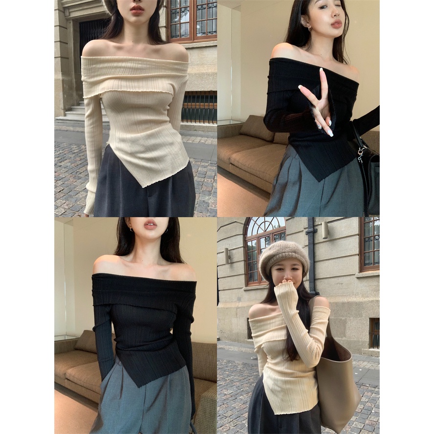 Áo Dệt Kim Mỏng Lệch Vai Phong Cách Cổ Điển Cao Cấp Dành Cho Nữ