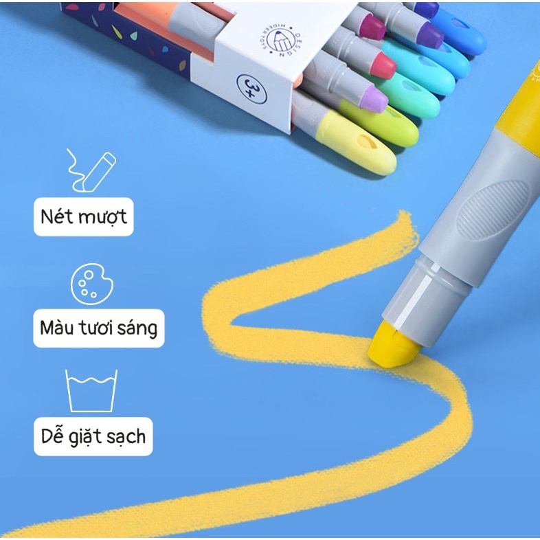 Bút sáp lụa màu Mideer Silky Crayon 3/6/12 màu