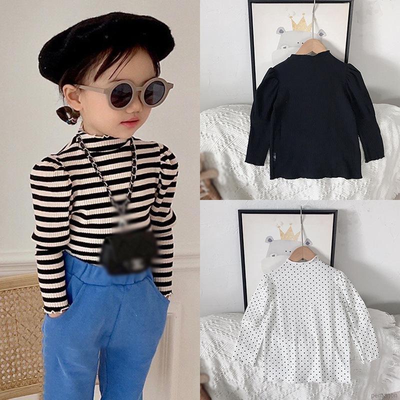 Áo Sơ Mi Tay Dài Phồng Họa Tiết Chấm Bi Nhiều Màu Sắc Dành Cho Bé Gái 1-7 Tuổi