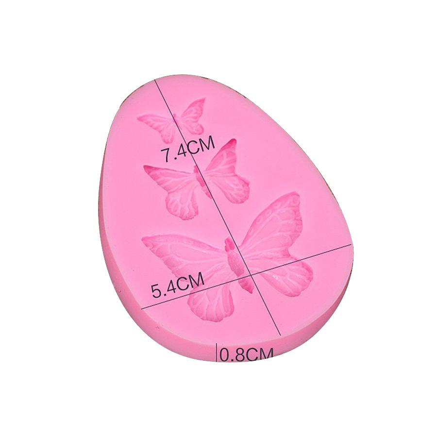 Khuôn Silicone Làm Bánh Hình Bướm 3D 3 Ngăn Tiện Dụng