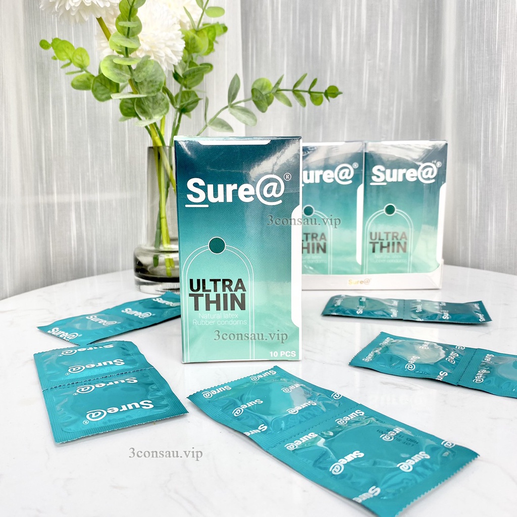 Bao cao su SURE ULTRA THIN siêu mỏng, nhiều gel bôi trơn, kéo dài thời gian yêu