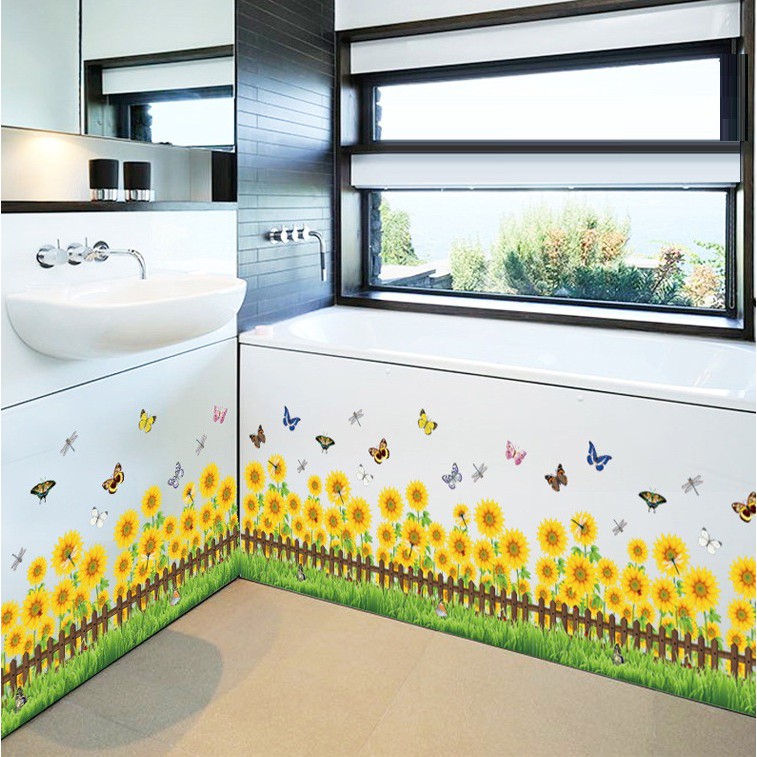 Decal dán tường chân tường hoa hướng dương | BigBuy360 - bigbuy360.vn