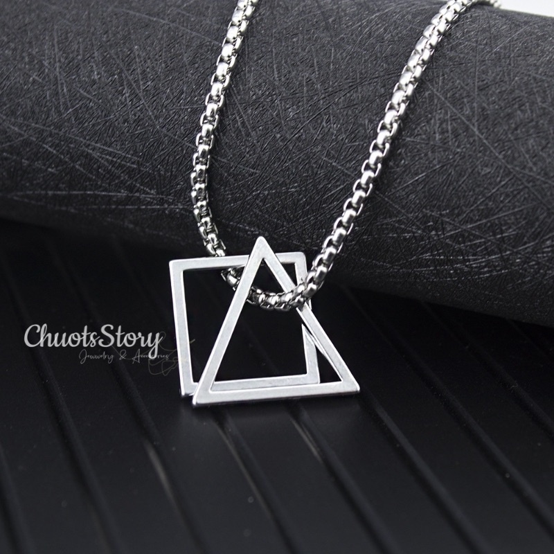 Vòng cổ titan không gỉ 2 hình đơn giản, dây chuyền nữ unisex cá tính- VCT0021 - ChuotsStory