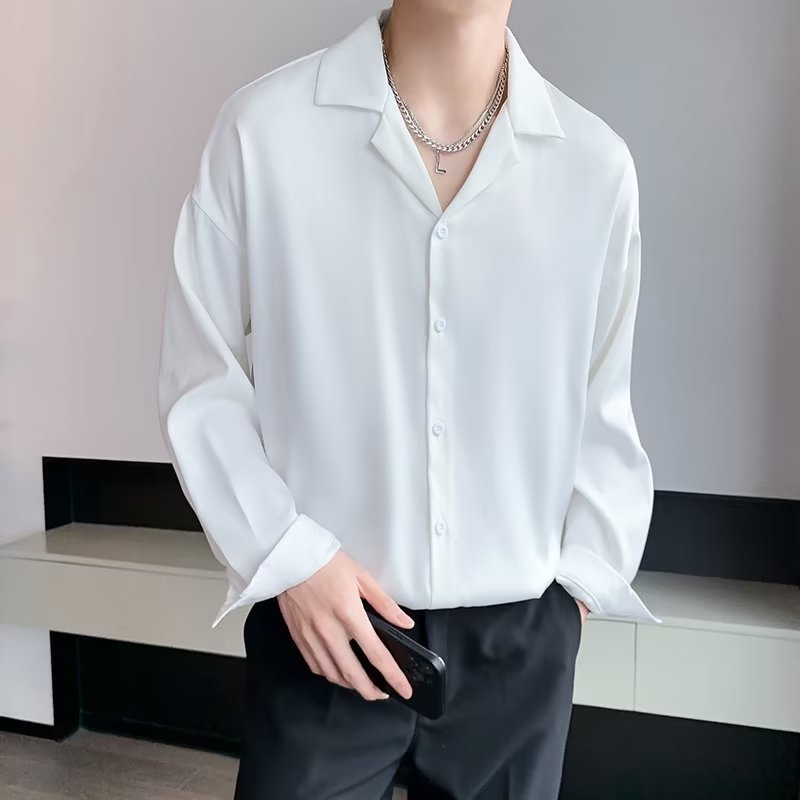 Áo sơ mi trắng , áo nam form rộng unisex vải lụa chống nhăn, thoáng mát , mềm mịn SML