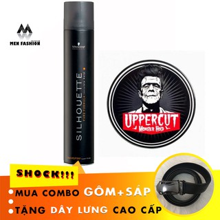 Combo Keo Vuốt Tóc Silhouette 420ml + sáp Vuốt Tóc Uppercut, Tặng Dây Lưng Cao cấp