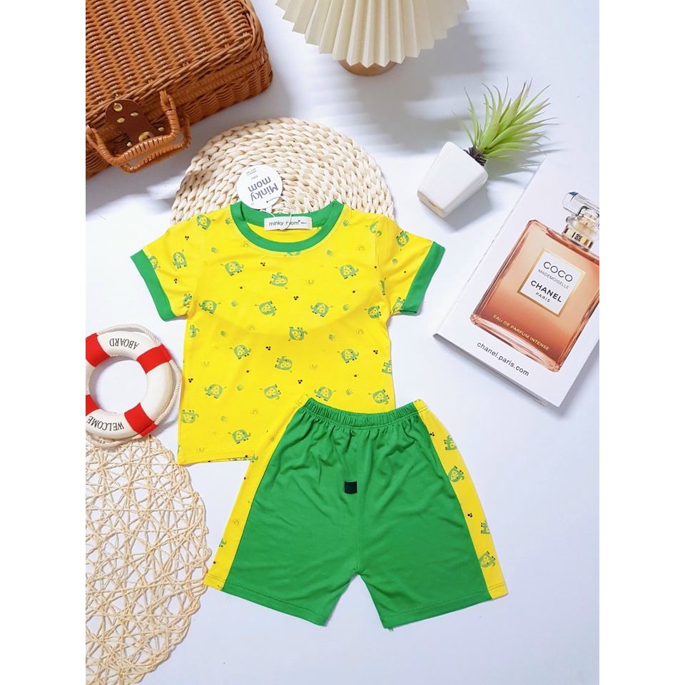 [Bé 7-32kg] Bộ Ngắn tay thun lạnh in toàn thân Minky Mom cho bé trai bé gái từ 7-32kg Form to ( HÀNG CHUẨN )