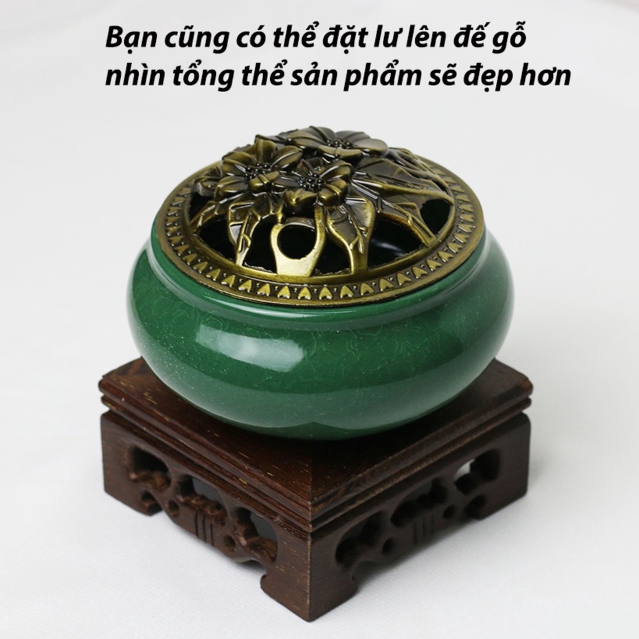 Lư xông trầm bằng gốm - Lư hương sứ nhiều màu, có tấm lót chống nóng đi kèm - Trong Nhà
