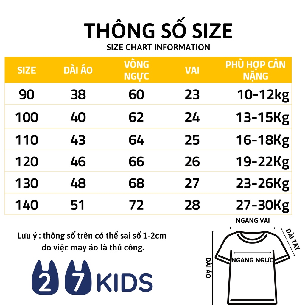 Áo thun bé trai ngắn tay 27Kids Forest Kingdom áo cộc nam 100% Cotton cho trẻ từ 2-10 tuổi BSTS14