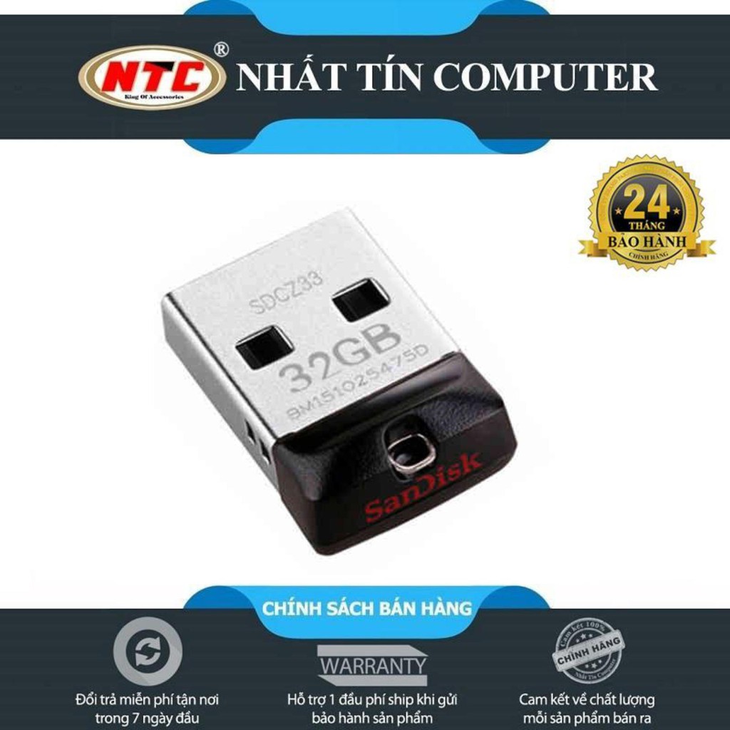 USB Sandisk Cruzer Fit CZ33 32GB (Đen)