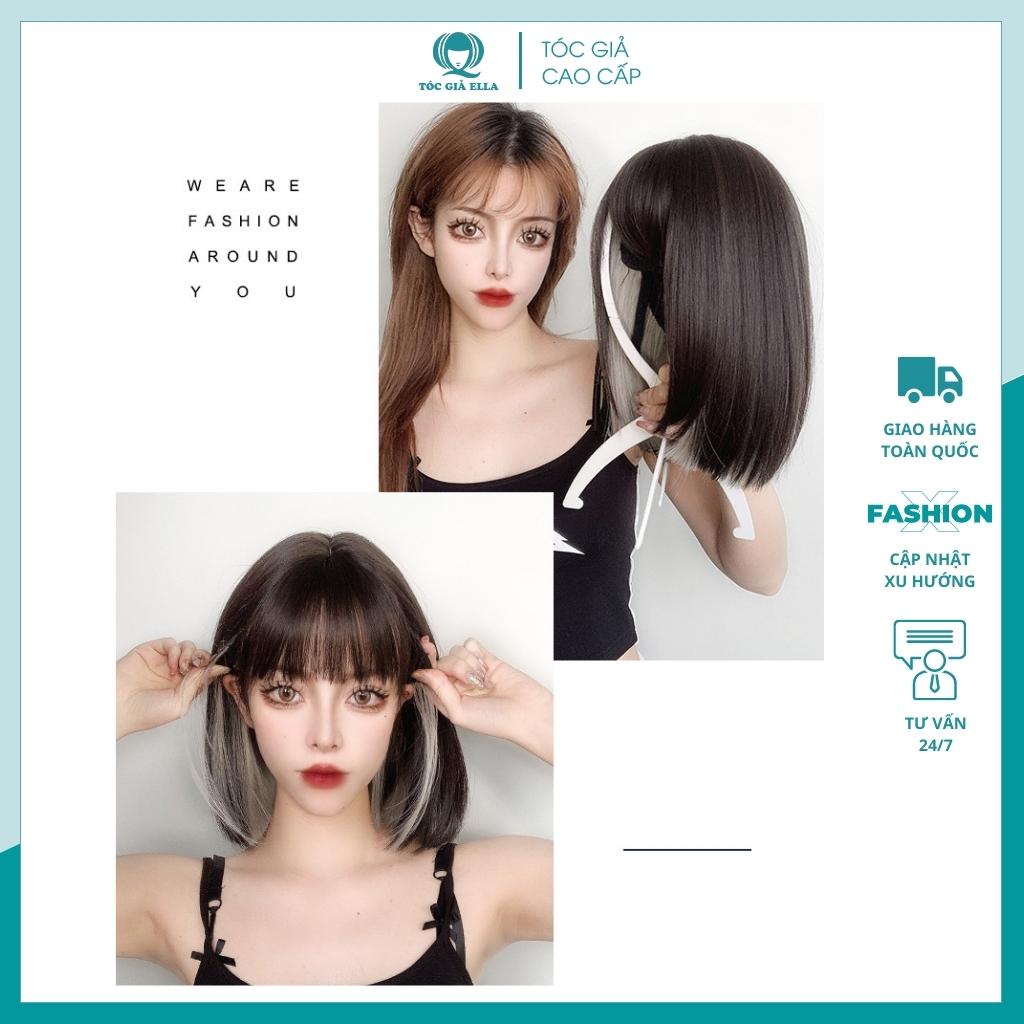 Tóc giả nguyên đầu vic line xám, tặng kèm lưới trùm tóc wig