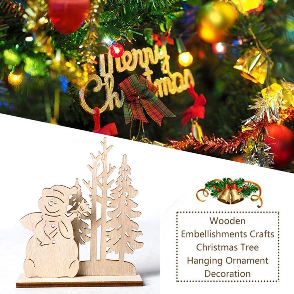 MAG 1 Bộ Đồ Trang Trí Giáng Sinh Bằng Gỗ Hình Người Tuyết Nai Sừng Tấm DIY