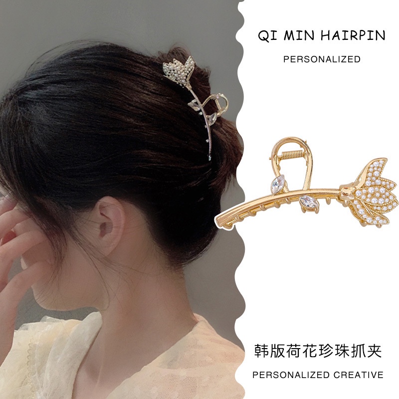 Kẹp tóc nữ kim loại mẫu mới thanh lịch nhẹ nhàng sáng trọng quý phái hình HOA k314