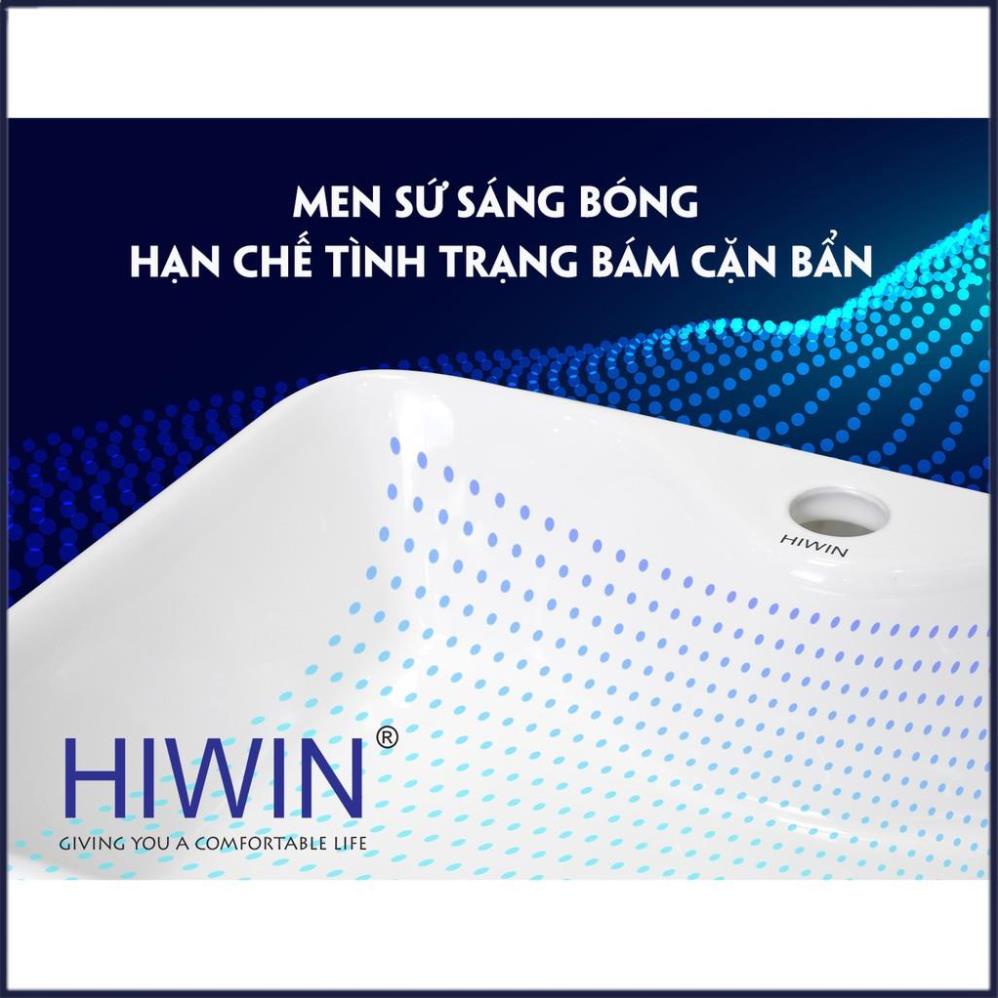 Chậu rửa mặt lavabo đặt bàn trắng sứ cao cấp dáng chữ nhật HIWIN LP-8072A