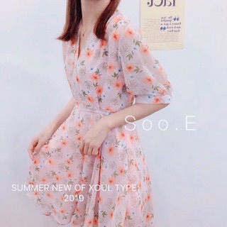 Đầm hoa chéo ngực (Hồng, Tím)