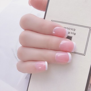 Bộ 24 móng tay giả màu da tay kèm keo dán + Tặng miếng dán/ dũa móng