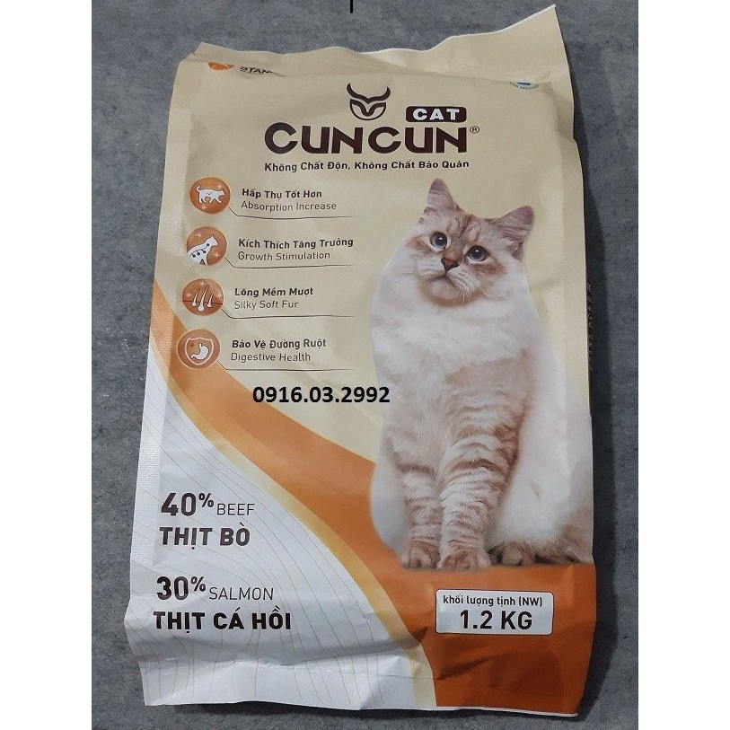 Thức ăn cho mèo CunCun 1,2kg dành cho mèo trên 3 tháng tuổi