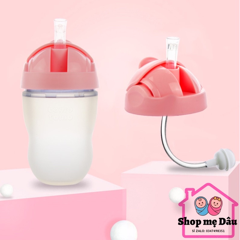 Nắp bật và ống hút silicon thay thế bình Como