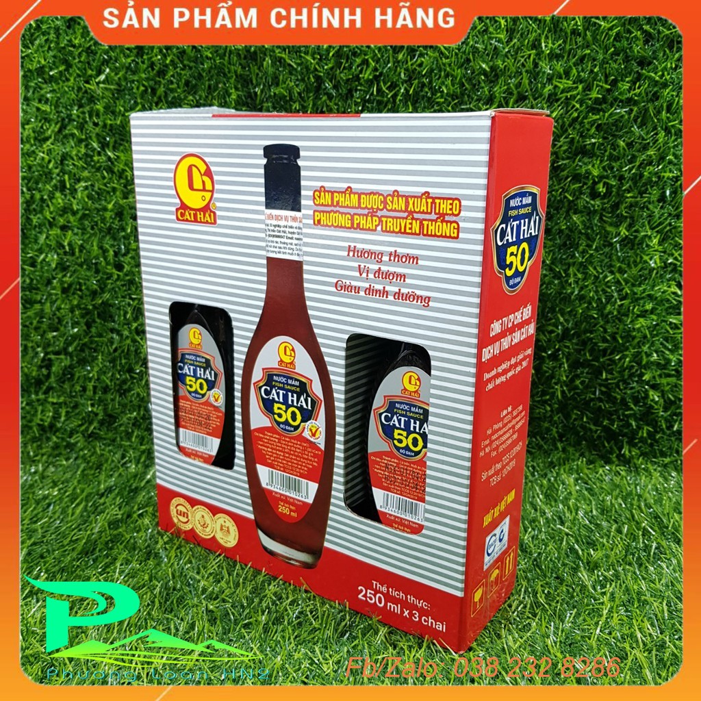 COMBO 3 chai Nước mắm Cát Hải 50 độ đạm 250ml, nước mắm truyền thống, ngon thơm, đậm vị