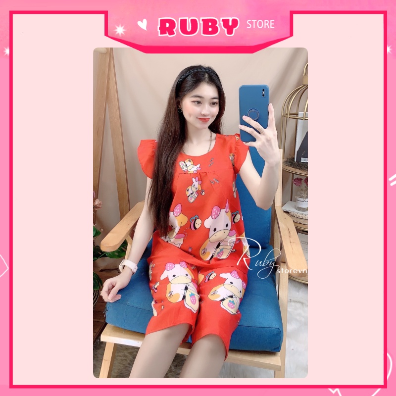 Set bộ Bò Sữa mặc nhà chất kate mềm mịn mát Free Size Dưới 47KG ❤ Rubystorevn